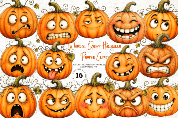 Whimsical Quirky Halloween Pumpkin PNG
