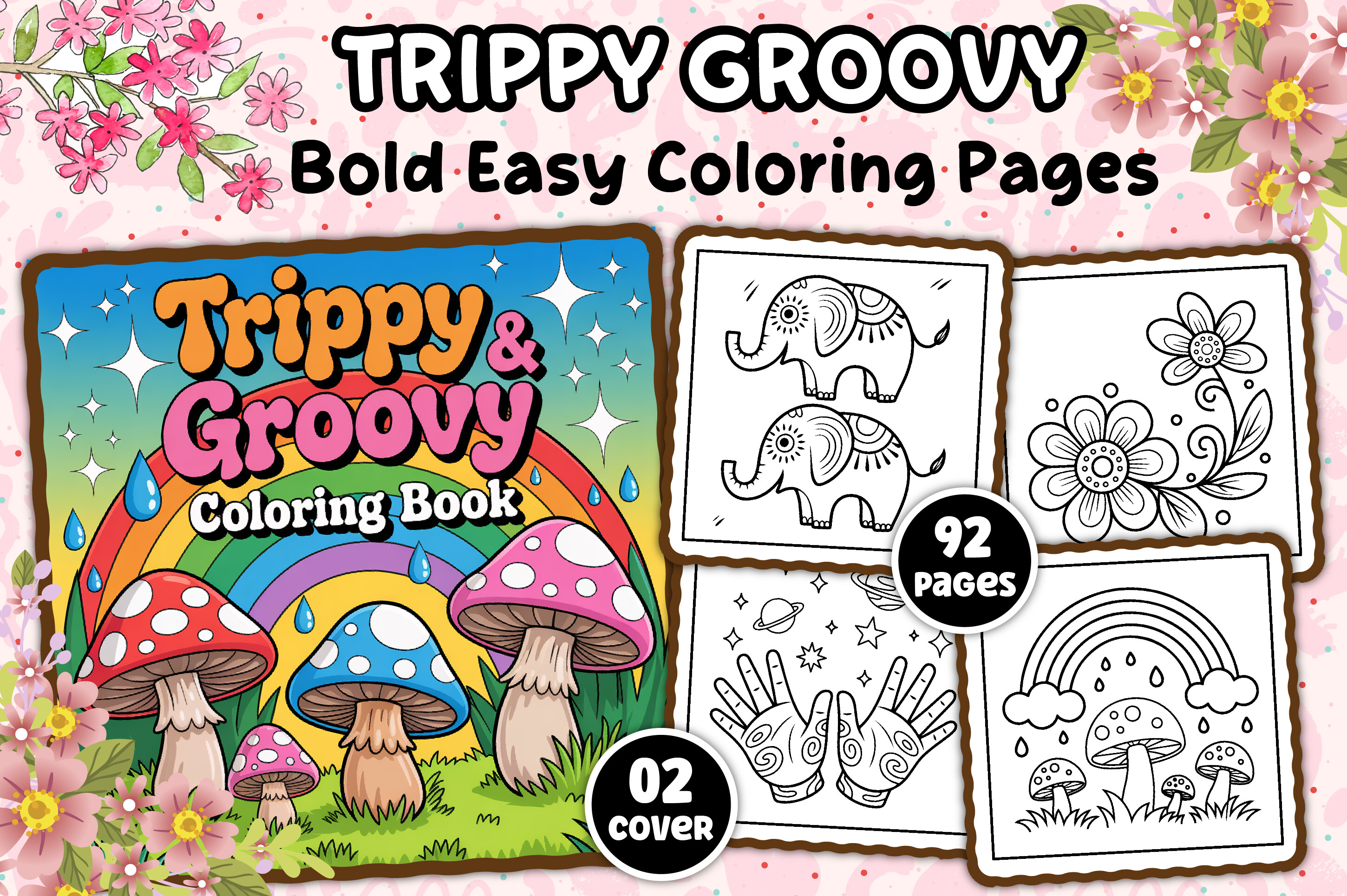 Bold Easy Trippy Groovy Coloring Pages