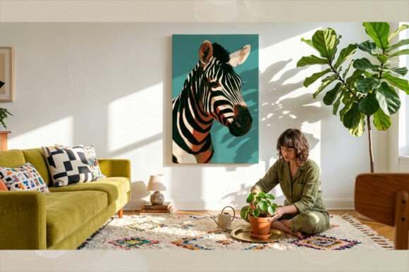 Bold Retro Zebra Portrait Wall Art
