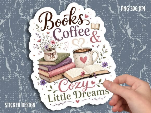 Books Coffee & Cozy Little Dreams Sticke