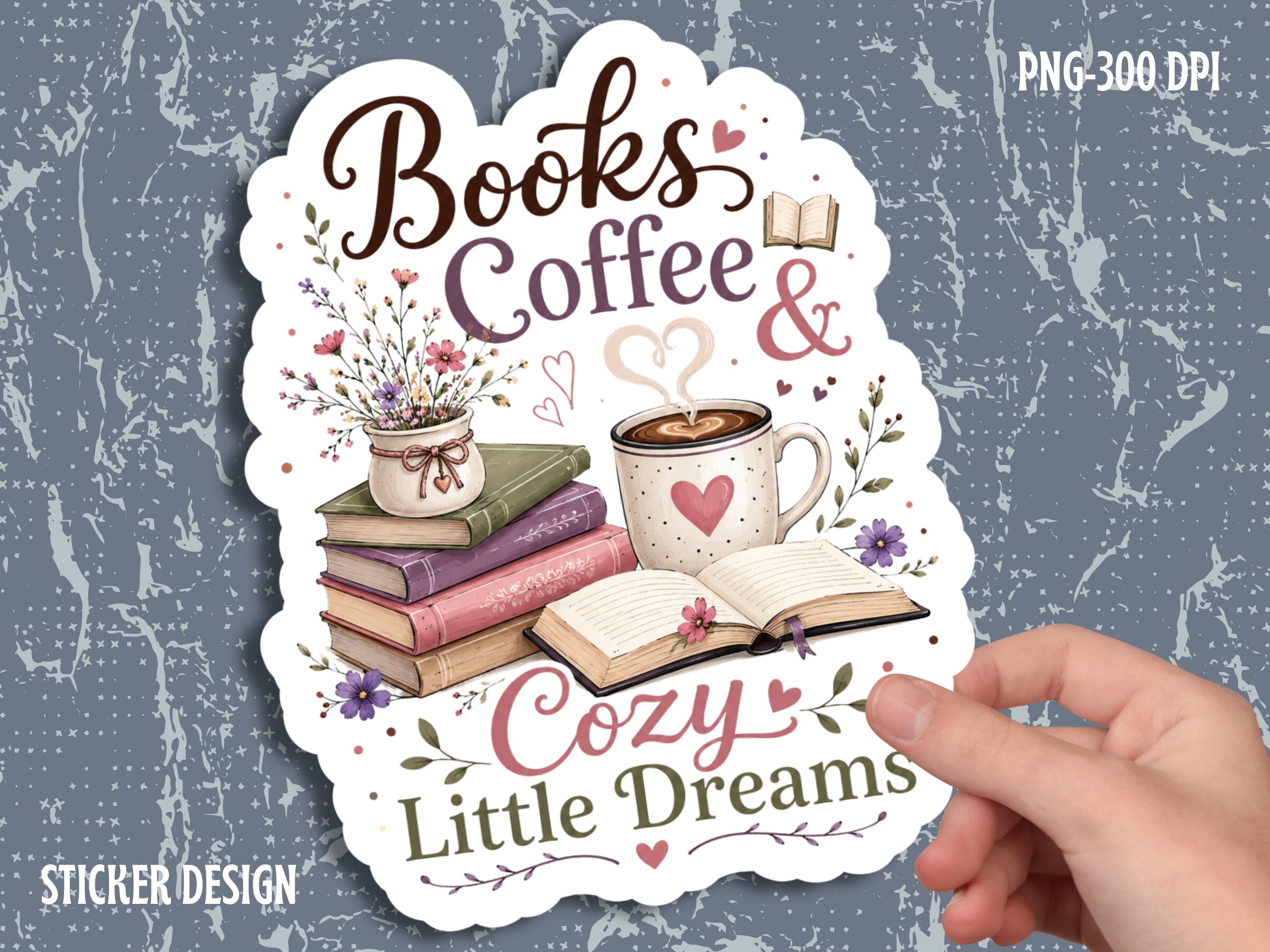 Books Coffee & Cozy Little Dreams Sticke