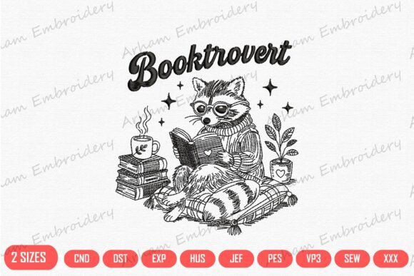 Booktrovert Raccoon Reading Book