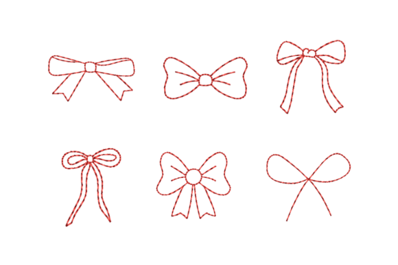 Bow Outline Redwork Bundle