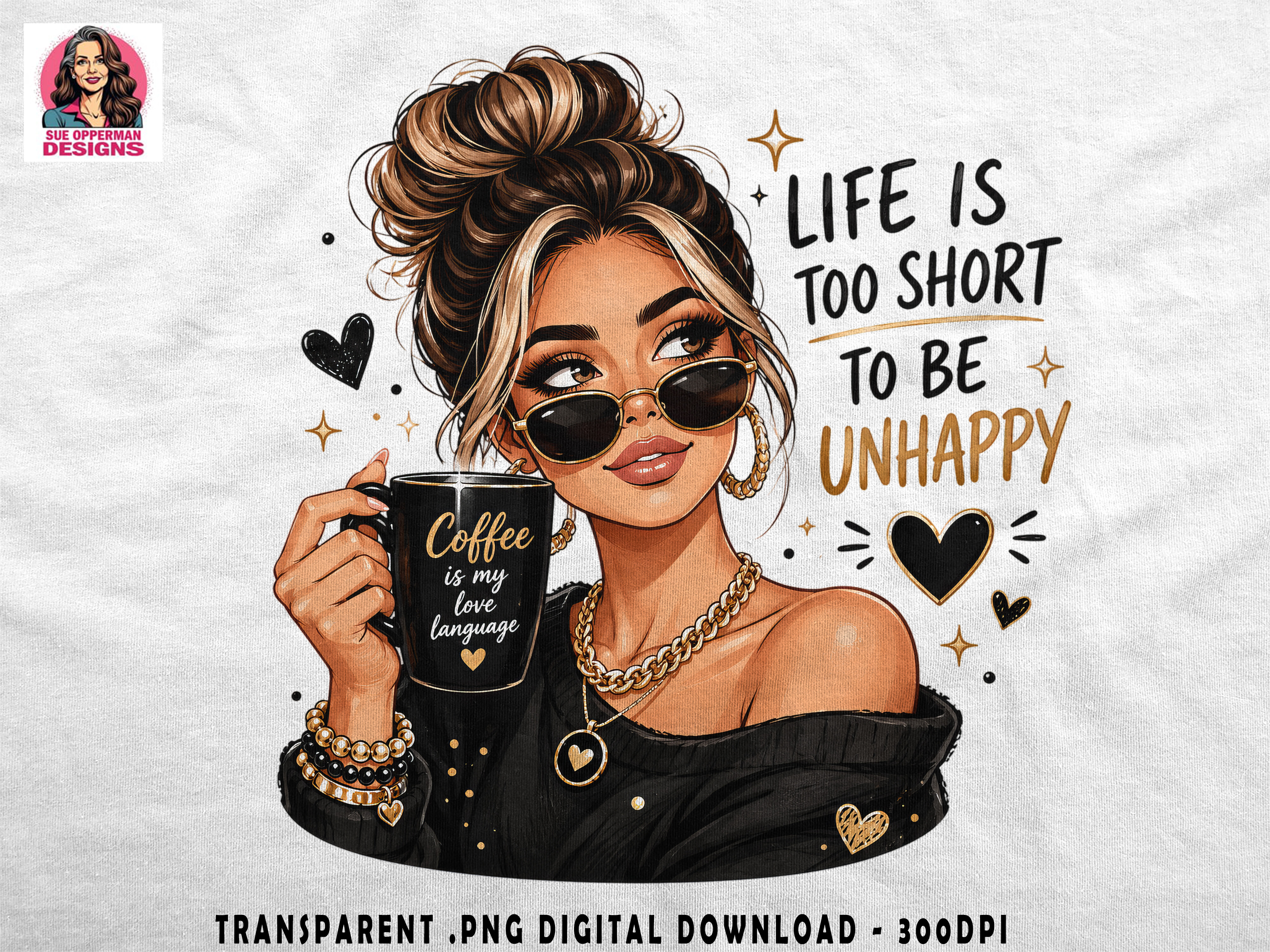 Chic Coffee Girl PNG Clipart Sublimation