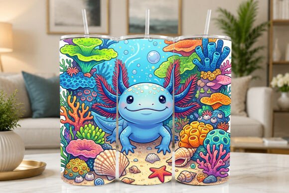 Colorful Coral Reef Axolotl Tumbler