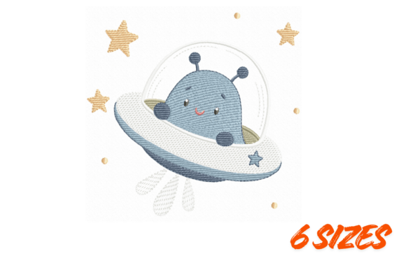 Cute Alien UFO Embroidery Design Bundle