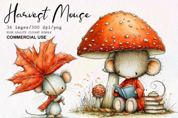 Cute Autumn Harvest Mouse PNG Clipart