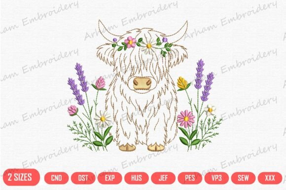 Cute Floral Highland Cow
