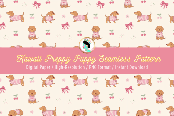 Dachshund Bow Coquette Seamless Pattern
