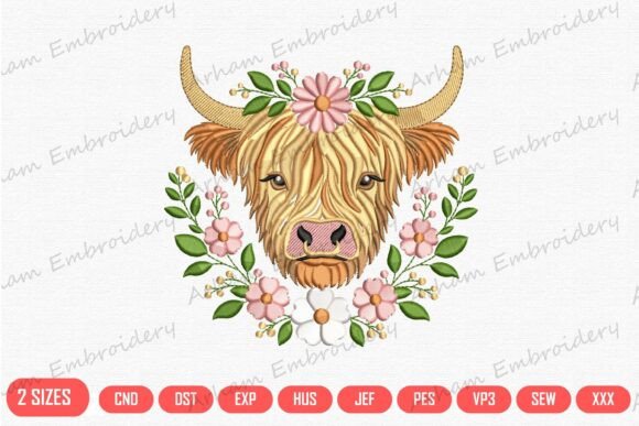 Floral Highland Cow