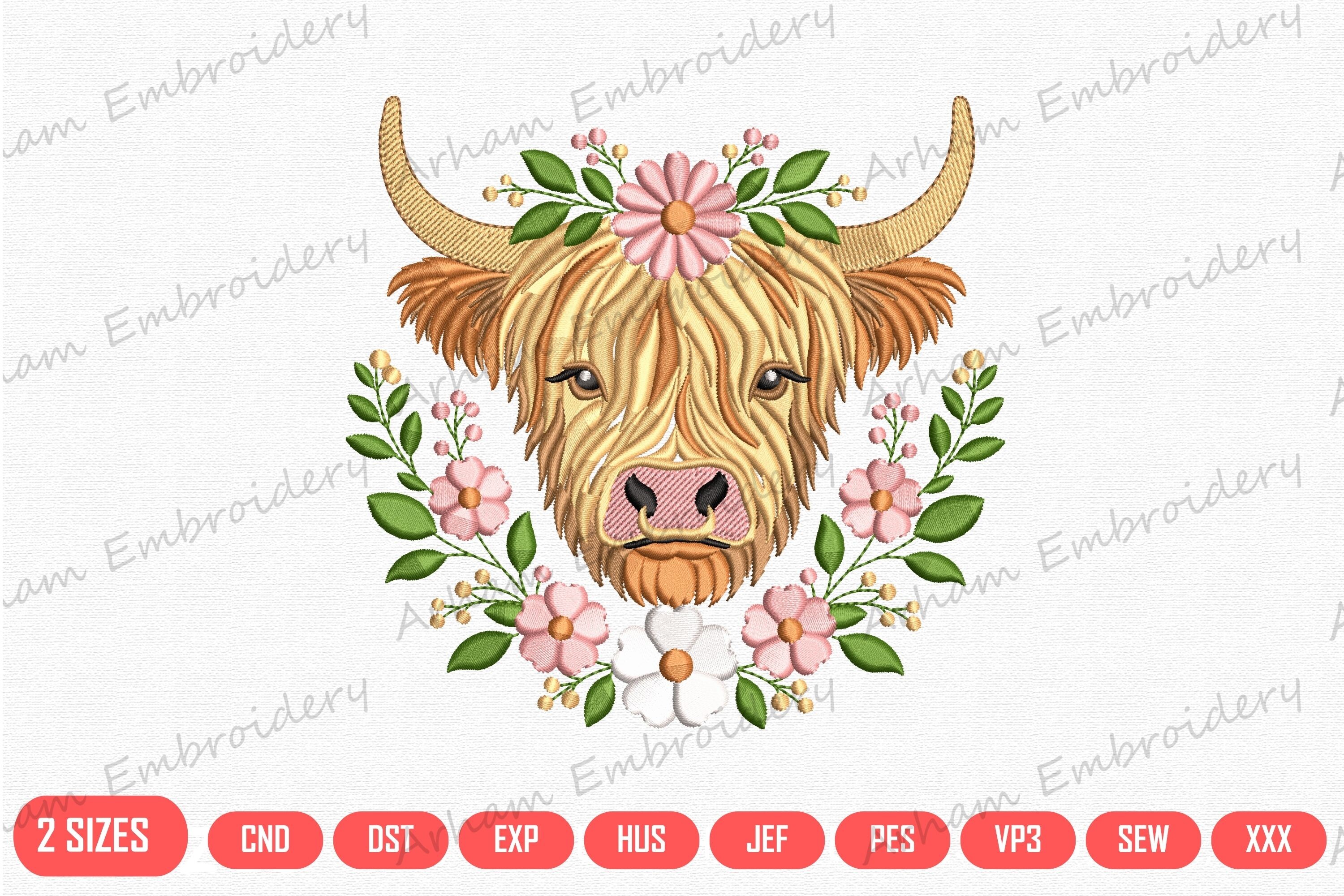 Floral Highland Cow
