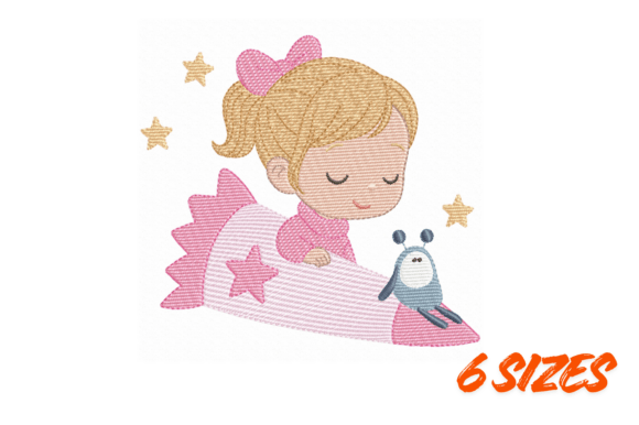 Girl Rocket Space Embroidery Design Set