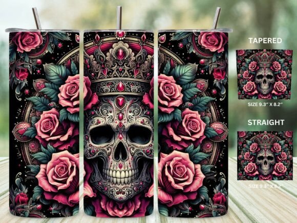 Gothic Rose Skull Tumbler Wraps