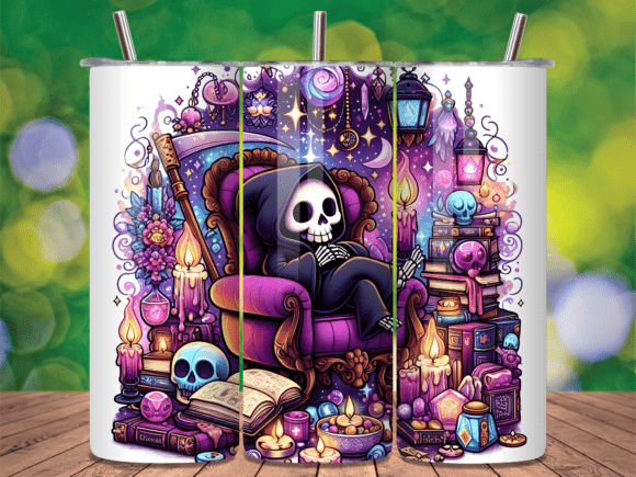 Grim Reaper Sitting Armchair Tumbler PNG