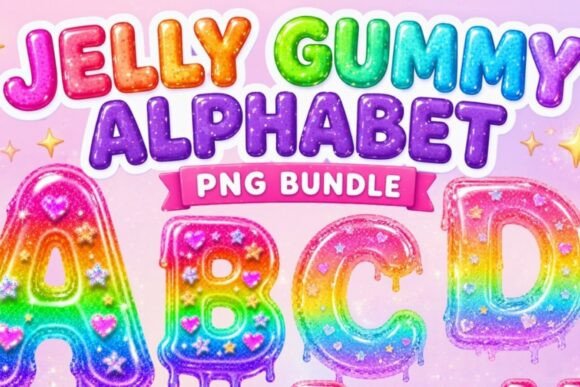 Jelly Gummy Alphabet PNG Bundle | 26