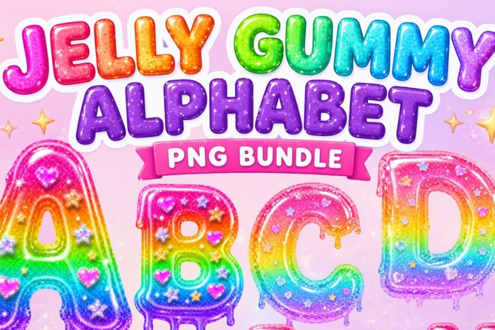 Jelly Gummy Alphabet PNG Bundle | 26