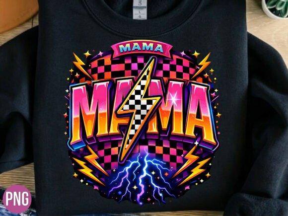 Mama Lightning Bolt T-shirt Design PNG Graphic T-shirt Designs By DIGITAL FOX