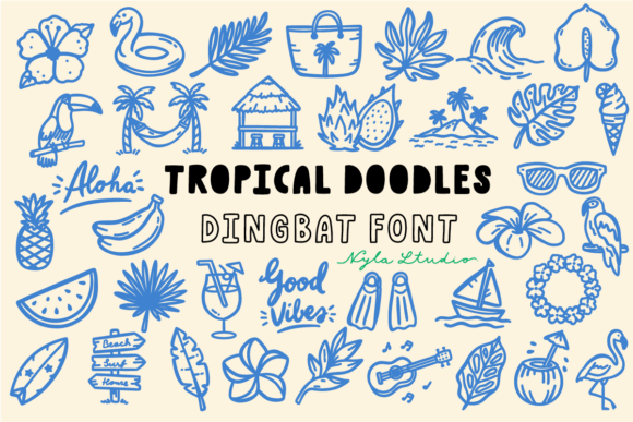 Preview of Tropical Doodles dingbat font
