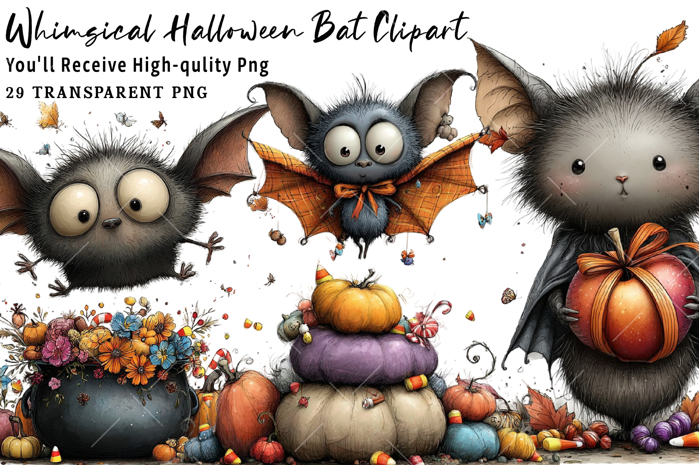 Whimsical Halloween Bat Clipart Graphic by RevolutionCraft · Creative ...