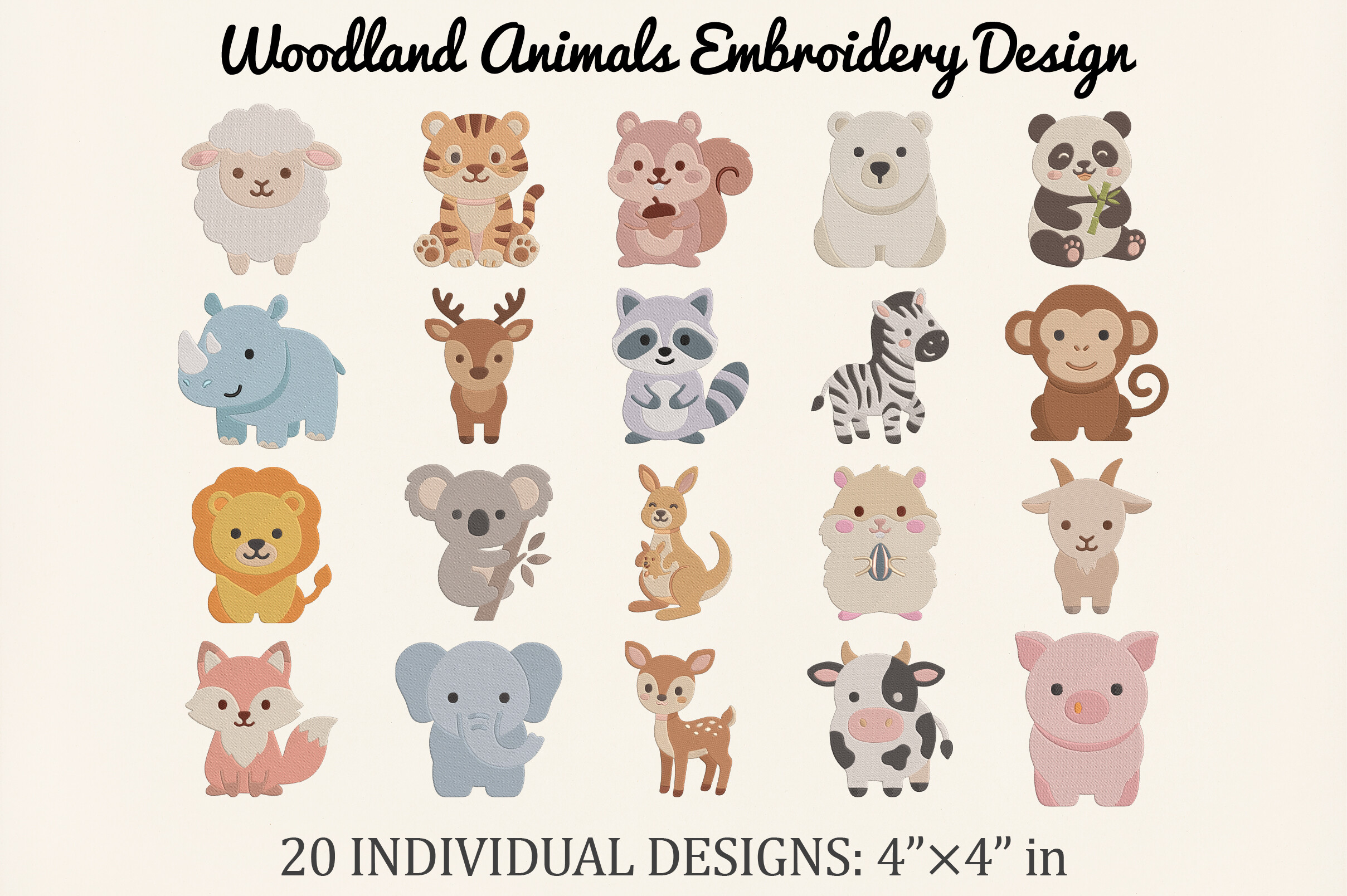 Woodland Animals Embroidery Design