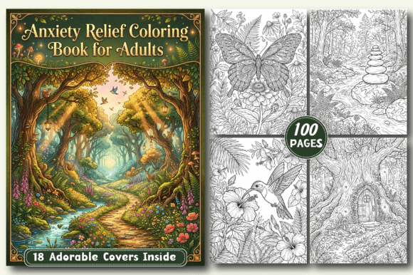 Preview of Anxiety Relief Coloring Pages for Adults adult coloring pages
