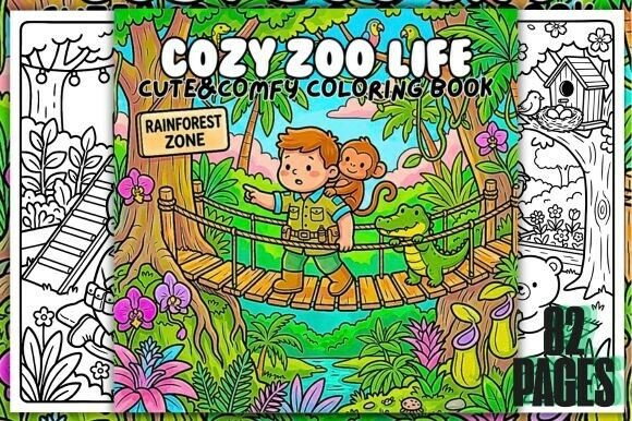 Preview of Cozy Zoo Life Cute&Comfy Coloring Book coloring pages for adults