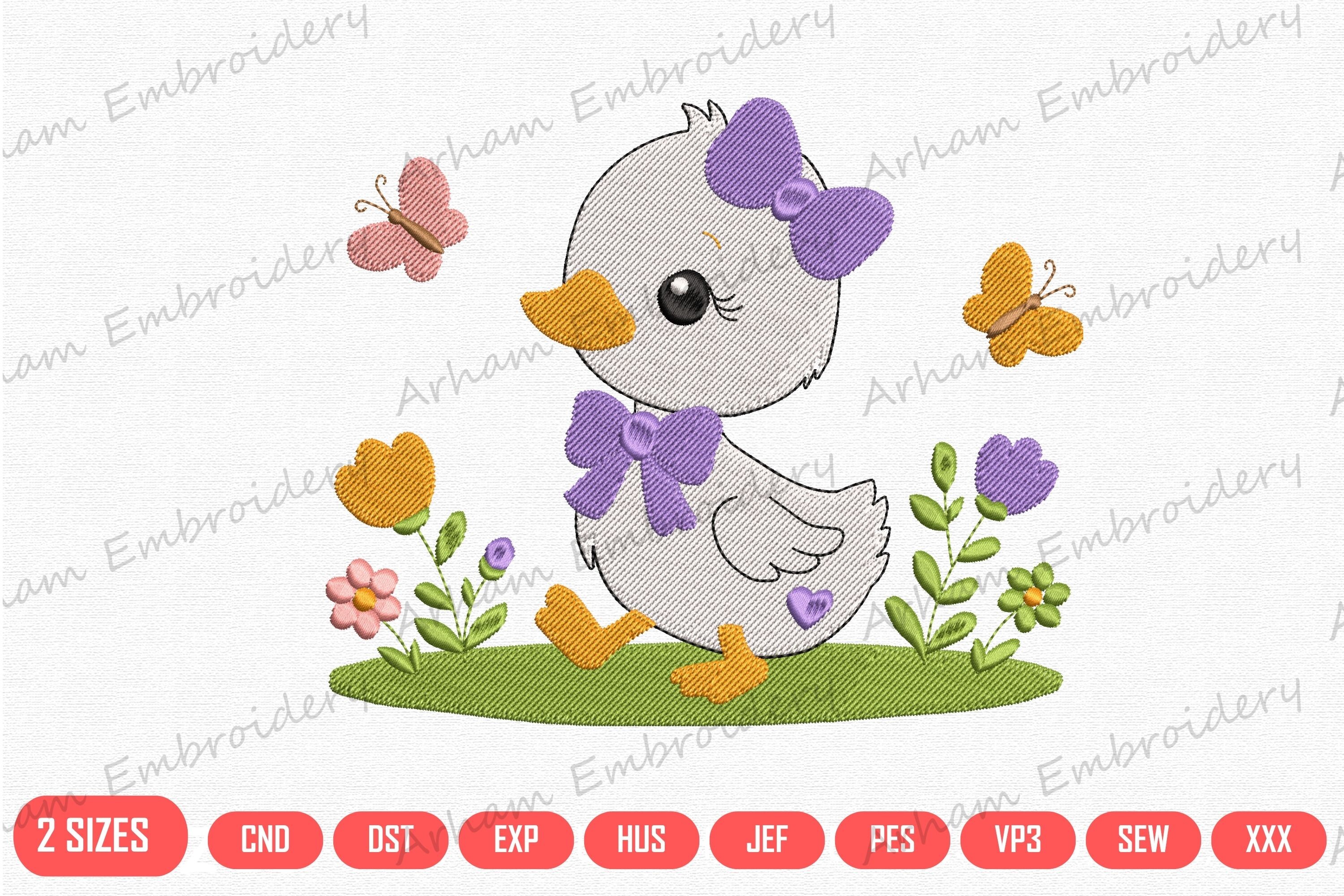 Cute Baby Duck with Purple Bow