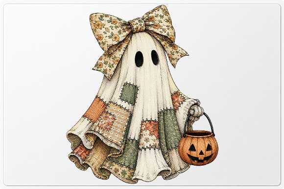 Cute Ghost Pumpkin Bucket PNG