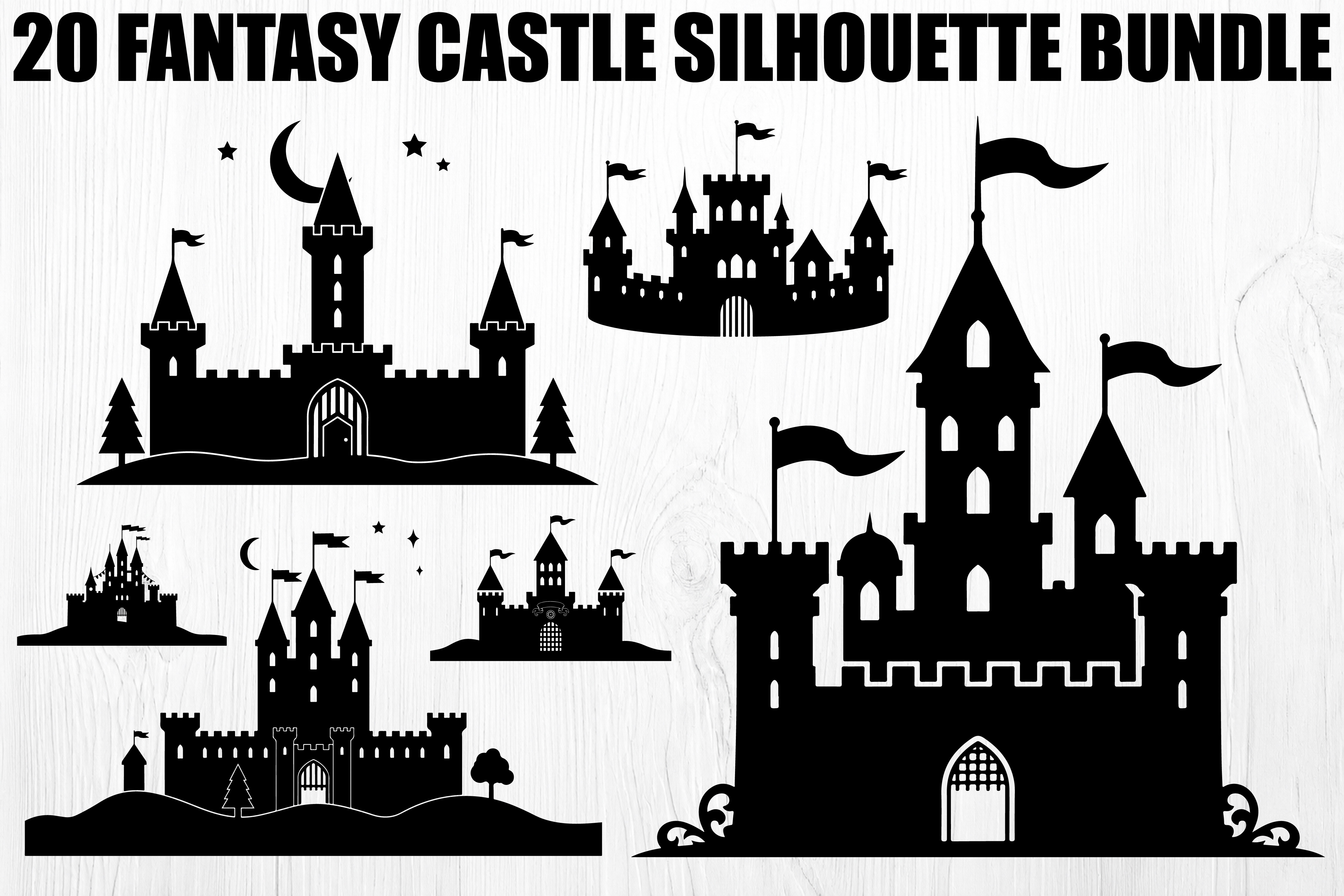 Fantasy Castle Silhouette Bundle Graphic by Rimon_Store · Creative Fabrica