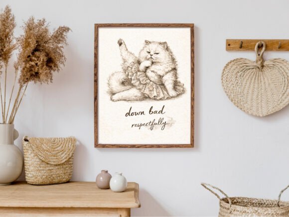 Funny Cat Wall Art PNG JPG