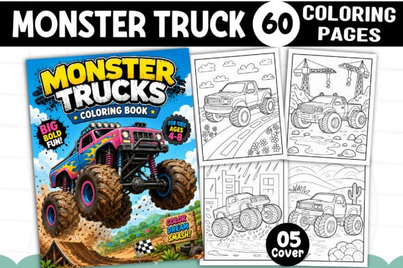 MONSTER TRUCK COLORING BOOK for KIDS