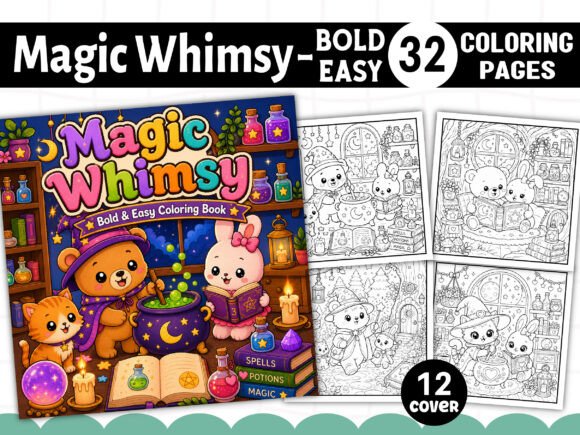 Preview of Magic Whimsy Magical Coloring Book adult coloring pages