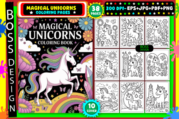 Magical Unicorns Coloring Pages for Kids