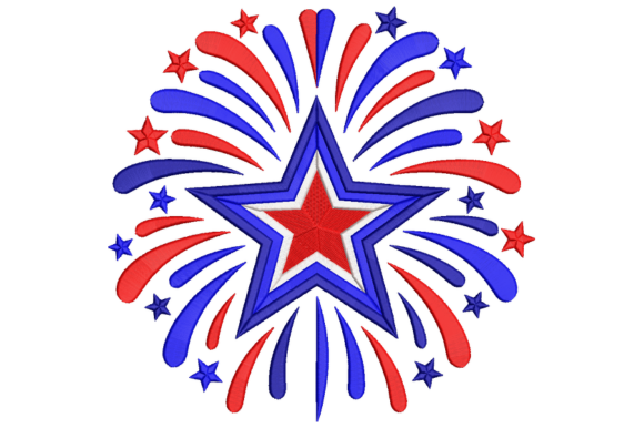 Patriotic Star Embroidery Design