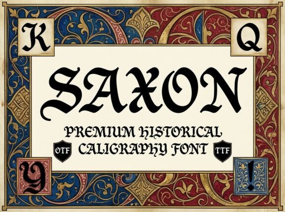 Preview specimen of Saxon blackletter font