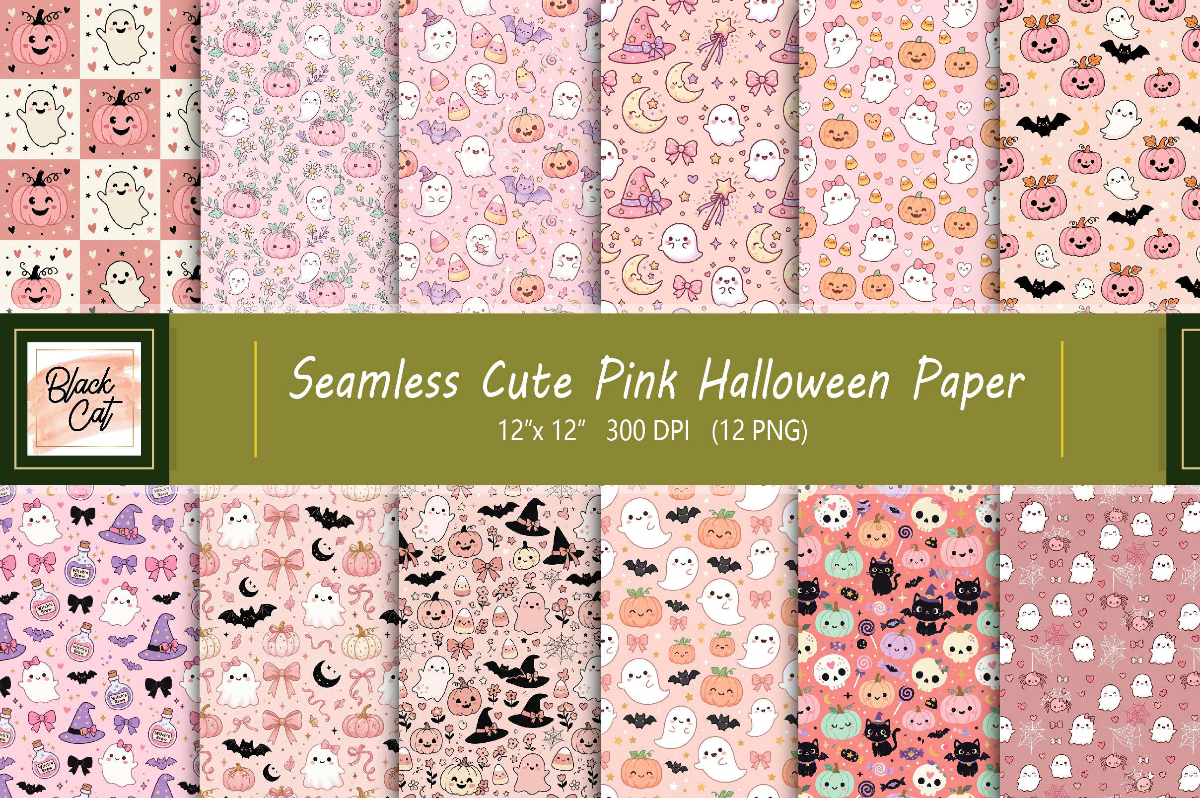 Seamless Cute Pink Halloween Paper