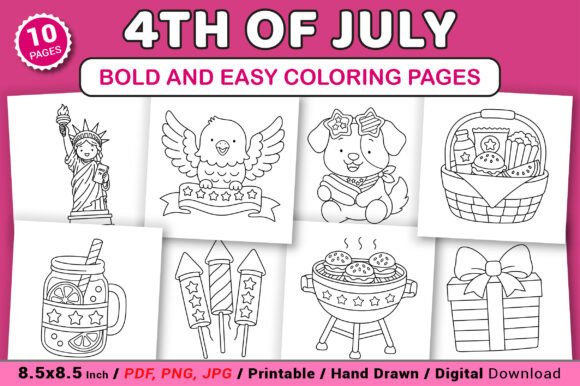 4th of July Bold and Easy Coloring Pages