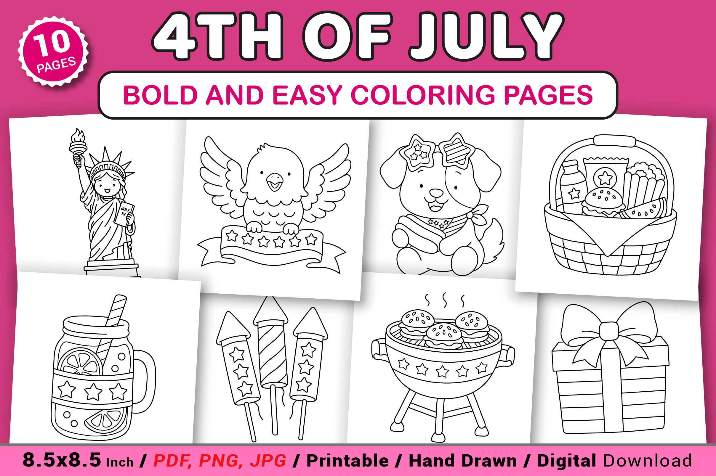 4th of July Bold and Easy Coloring Pages