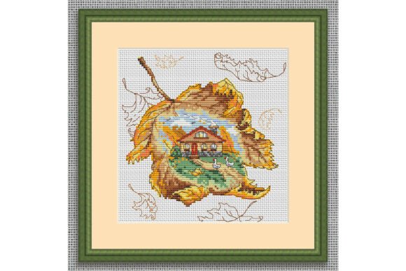 Autumn Landscape Cottage House Geese