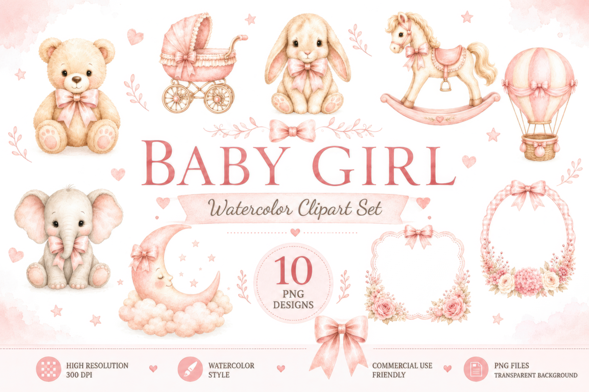 Baby Girl Watercolor Clipart