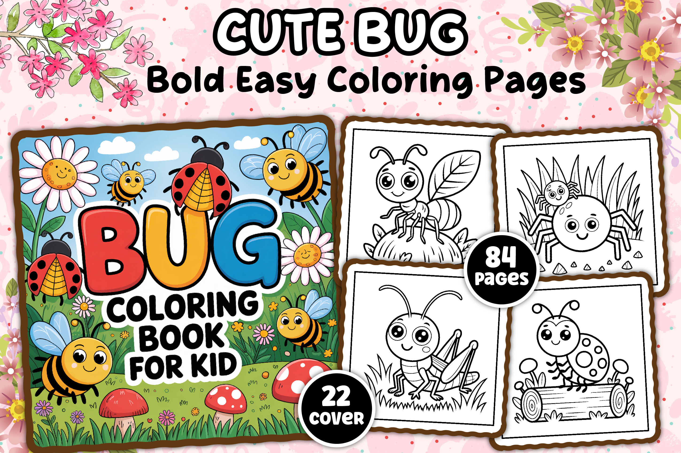 Bold and Easy Bug Coloring Book for Kids