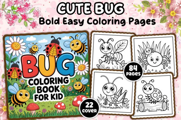 Preview of Bold and Easy Bug Coloring Book for Kids coloring pages for kids
