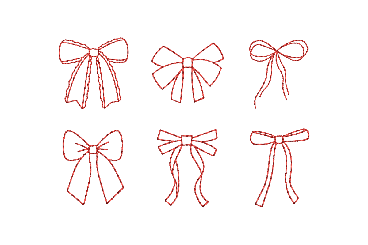 Bow Outline, Ribbon Redwork Bundle