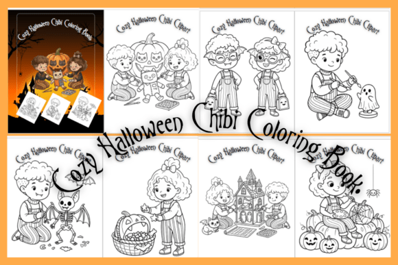 Cozy Halloween Chibi Coloring Book.