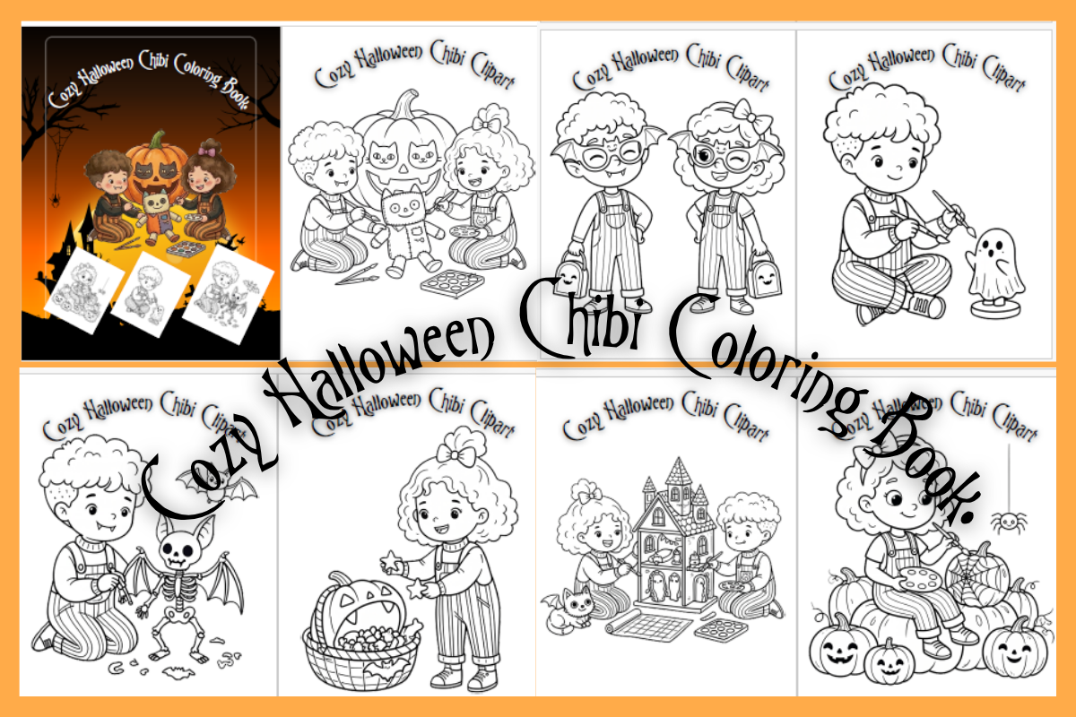 Cozy Halloween Chibi Coloring Book.