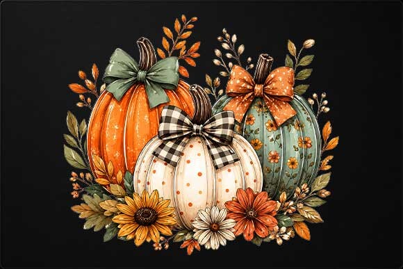 Fall Pumpkin Floral PNG