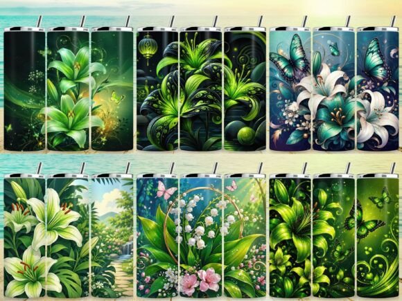 Green Lily Tumbler Wrap Bundle