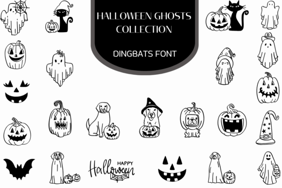 Preview of Halloween Ghosts Collection dingbat font