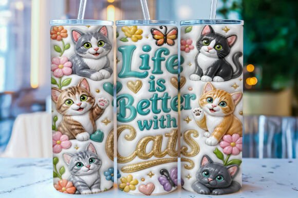 Inflated Cat Lover 20oz Tumbler Wrap PNG