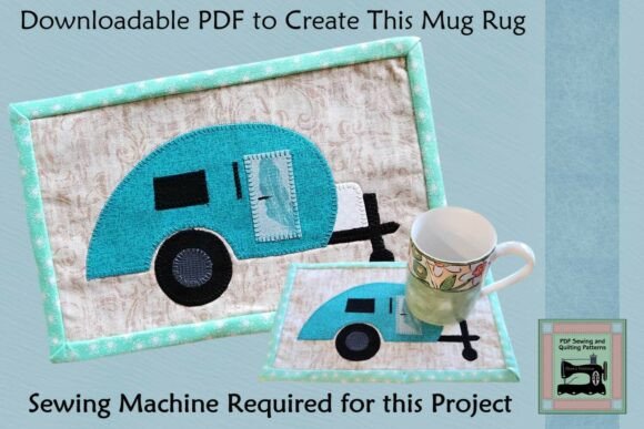 PDF Pattern for Teardrop Camper Mug Rug